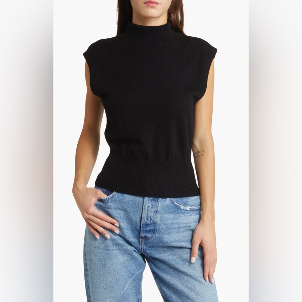 NWT Reformation Arco Cashmere Sleeveless Turtleneck Sweater